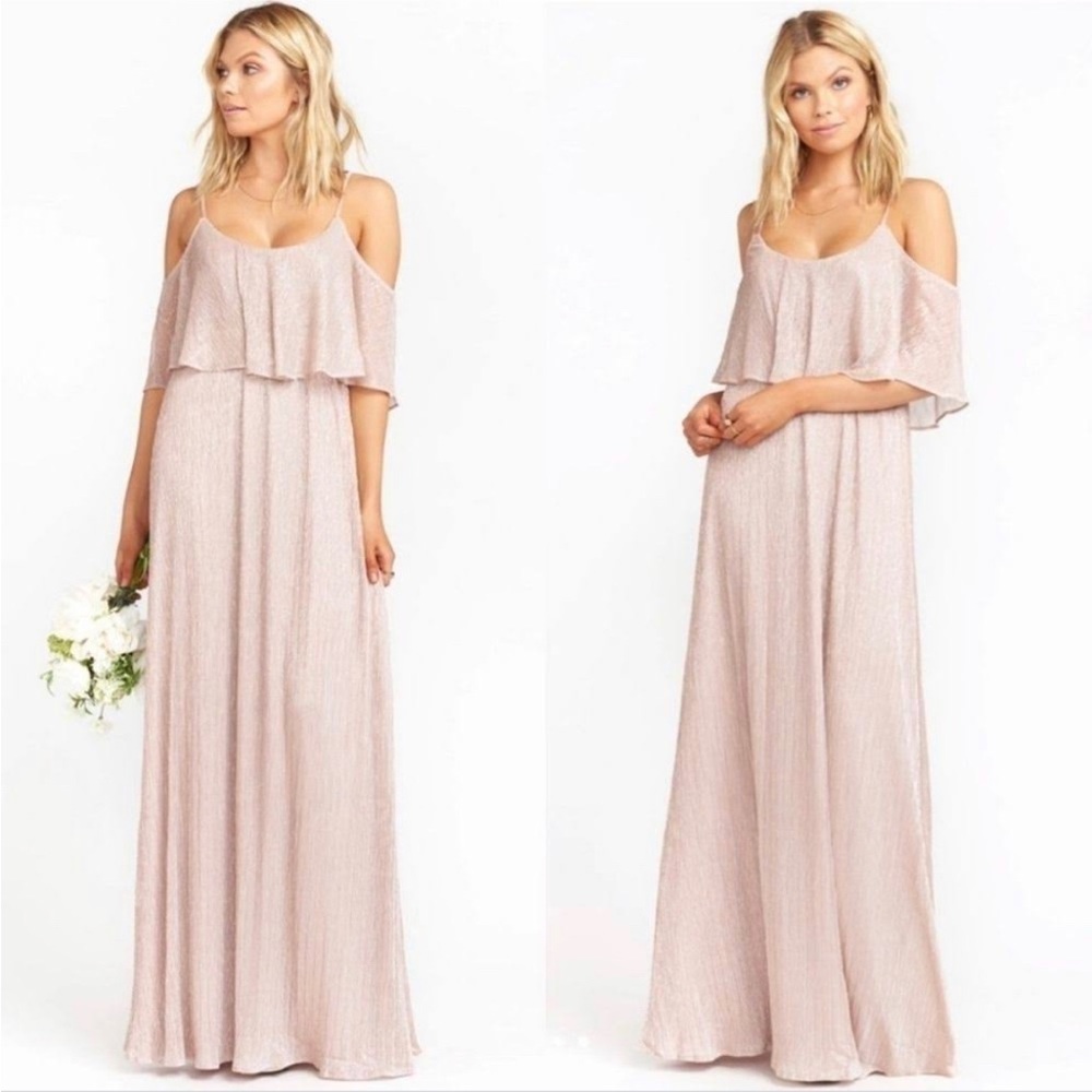 Caitlin Ruffle Maxi Dress | Magic Mauve Glimmer | Show Me Your Mumu | XXS
